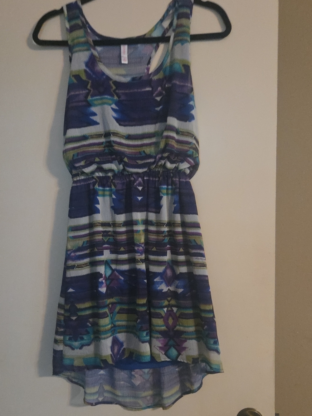 Xhilaration Sleeveless Asymmetrical Tribal Dress in Navy, Teal, Purple, White